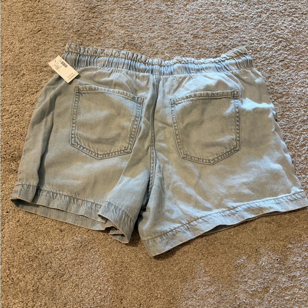 Light Blue Drawstring Denim Shorts - Picture 2 of 2